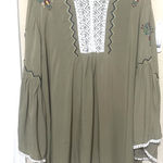 Southern Stitch  Peasant Embroidered Tunic Top Sage green sz XL flowy oversize Photo 0