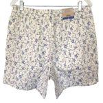 NEW JACHS GIRLFRIEND Stretch Satin Chino Shorts Size Large Floral White 5" Photo 1