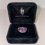 925 Sterling Silver Natural Amethyst Trillion Gemstone First Jewelry Ring w/ Box Purple Photo 0