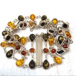 Sterling Silver Baltic Amber, lace bracelet, 28.5g Photo 1
