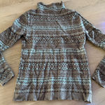 Cyrus Devotion by  mock neck fair isle sweater brown tan teal size small Photo 0