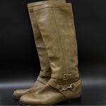 Coach  Marlena Olive Tan Genuine Leather Buckle Side Riding Tall Boots Size 6.5 Photo 0