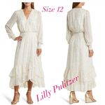 Lilly Pulitzer  Christiana midi dress coconut viscose metallic clip size 12 Photo 1