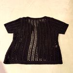Calvin Klein Black Crochet Cardigan Open Knit Short Sleeve Boho Layering Medium Photo 1