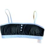 AQUA NEW  Button Bandeau Bikini Top Blaxk White Size Medium Photo 1
