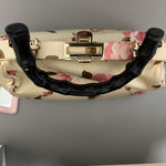 Banana Republic  Floral Satin Bamboo Handle Clutch Purse Gold Frame Photo 4