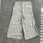 Anthropologie cream & blue striped wide leg linen pants size S Photo 1
