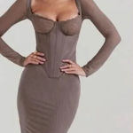 House Of CB House of‎ CB L  'Safran' Mocha Corset Midi Dress NWOT Photo 0