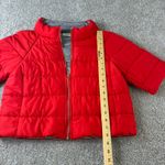 Chico's Red Puffer Jacket Size 4 Short Sleeve Quilted Coat Cropped Gorpcore Photo 2
