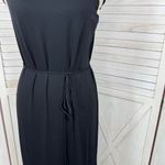 Loft  Crochet Trim Jersey Knit Sleeveless Belted Midi Dress Black Tan XS‎ Photo 7