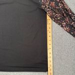 CeCe Sheer Printed Long-Sleeve Black Knit Top Women's Small Crew Neck Metallic Photo 4