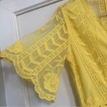 Socialite bright yellow lace mini dress sheer back v neck women’s size large Photo 4