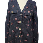 EXPRESS Palm Tree Print Linen Shirt NWT XS Black Vacation Resort Button Up Top Photo 0