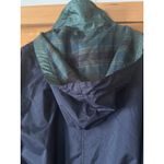 Current Seen Hooded Belted Trench Coat Womens Size 13/14 Navy Blue Plaid Photo 5