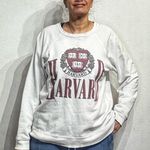 Free People  Retro Brand Antique White Harvard Crew Sweatshirt Sz S Photo 5