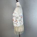 Anthropologie by Gatsby Embroidered Tank Shirt Top Size 2 Floral Birds Fringe Photo 2