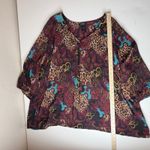 Catherines  Black Label Paisley Leopard Print Blouse 4X Lightweight Sheer Fall Photo 6