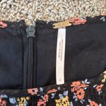 Free People Black Comb Ditsy Floral 3/4 Sleeve Ruched Babydoll Mini Dress Tunic Photo 5