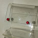 14K Yellow Gold Ruby Stud Earrings Round Red Gemstone 0.37g Minimalist Design Photo 1