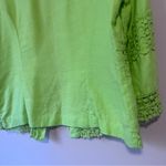 Chico's  L Linen Blend Green Lace-Trimmed Jacket Cardigan Photo 6