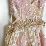 Mac Duggal  Sequin Strappy Cutout Tulle Gown in Oyster Size US 8 Photo 4