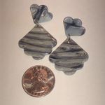 Gray and Blue Marbled Shimmer Lucite Earrings Photo 3