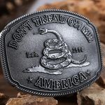 America Don't Tread On Me Gadsden Flag Snake Belt Buckle Antique Silver Tone Photo 0