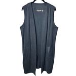 Soft Surroundings Soft Surroundiings Slate Blue Maxi Vest Cardigan Faux Suede Holiday Winter L Photo 1