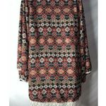 LTX Sportswear Womens Dress Tunic Top M Boho Black Red Gray Bell Sleeve Lace Size M Photo 4