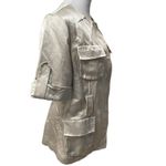 Ricky Freeman Rickie Freeman Teri Jon Beige Women's Silk Blend Short Sleeve Blouse Size 6 Photo 3