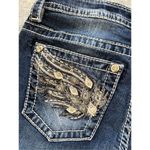 Miss Me Angel Wing Rhinestone Embroidered Pocket Chloe Bootcut Jeans 29" SHORT Photo 4