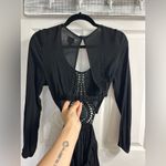 Surf Gypsy  black crochet cut out front rayon crinkle boho bohemian mini dress Photo 5