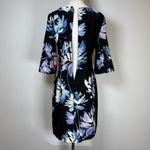Vince Camuto New! Black Blue Purple Floral 3/4 Bell Sleeve Dress Women’s Size 4 Photo 7
