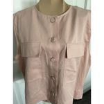 Madewell  Crop Cargo Pocket Crewneck Top Womens Pale Blush Button Up Boxy Sz XL Photo 2