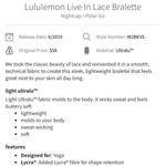 Lululemon Live In Lace Bralette in Nightcap / Polar Ice Size L Photo 7