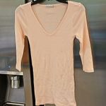 Michael Stars 💕💕 Cari V-Neck Shimmer Shine Tee ~ Rose Light Pink One Size NWOT Photo 5