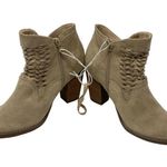 Altar'd State NEW Ankle Boots 7.5 Beige Faux Leather Almond Toe Block Heel Suede Photo 1