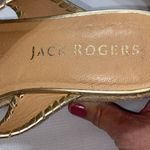 Jack Rogers Gold 4” ESPADRILLE Wedge Sandals with Metallic Sheen Wo size 7.5 EUC Photo 1