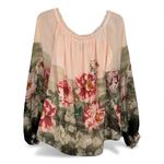 White House | Black Market  Peony Floral Print Off Shoulder Long Sleeve Blouse Top Photo 1