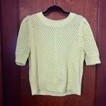 CAbi  Beaming Sweater Lemon Lime Green Puff Sleeve Crochet M Photo 2