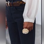 ZARA  Resin Flower Faux Coral Flower Chunky Gold Ring Size 6 Zinc Brass Photo 1