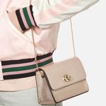 Coach  Women's‎ Turnlock Chain Crossbody Leather Bag, Platinum/Gold, NWOT Photo 9