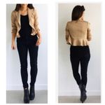 BCBGMAXAZRIA champagne gold satin peplum blazer size medium Photo 1