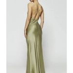 Reformation NWT  Maysen Silk Formal Maxi Dress Olive Oil Green Photo 1