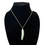 Silver Feather Pendant Boho Long Chain Necklace Photo 1