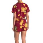 Free People  Malibu Red Palm Print Button Down‎ Romper Women's Size S Photo 1
