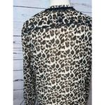 Roar Blouse Large Shirt sexy sheer Animal Print Long sleeve Tunic Beaded Western Tan Photo 9