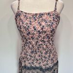 CHAPS Boho Dainty Floral and Paisley Tiered Cotton Sundress with Smocked Back Photo 3