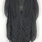 ZARA  Black Dot Draped Ruched Puff Long Sleeve Mini Dress Large Photo 7