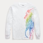 Polo Ralph Lauren White Long Sleeve T-Shirt With Ombre Pony Logo Size Small EUC Photo 4